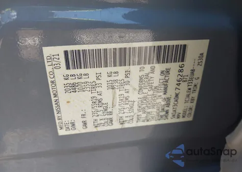 2021 Nissan Rogue Sl Fwd z USA, uszkodzony, nr VIN 5N1AT3CA0MC746286